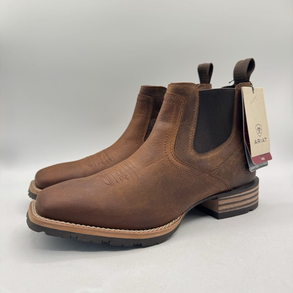 Ariat Hybrid Low Boy Chelsea Boots Men's Size 12 D Brown Leather Square Toe